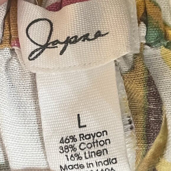 Japna Pull On Wide Leg Linen Blend Tropical Pants Sz Large Resort - Picture 5 of 5